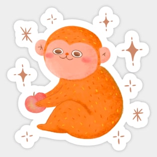 Cute Monkey with Honey Peach Sticker